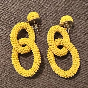 Yellow Double Oval Dangling Earrings